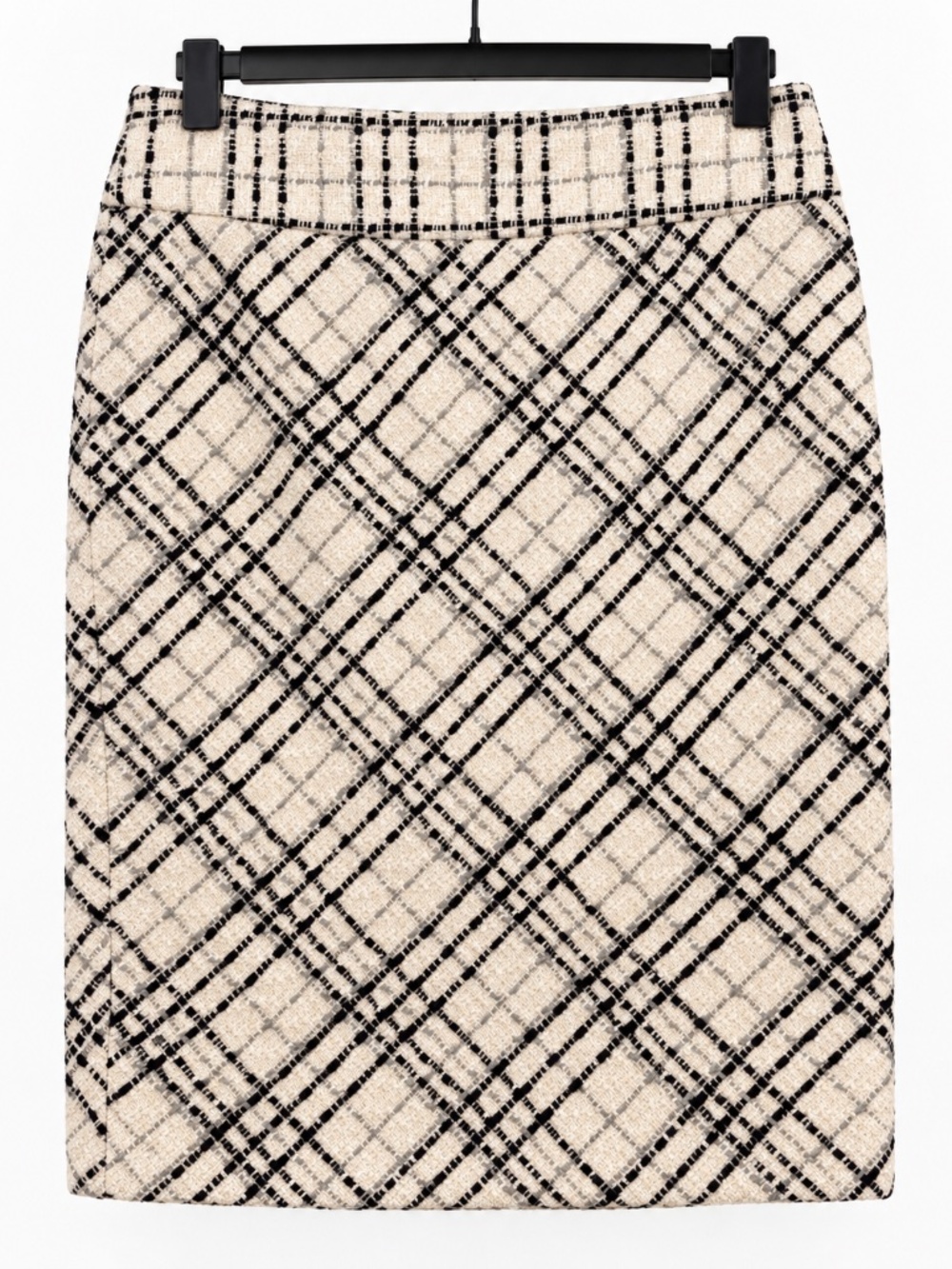 White House Black Market Plaid Tweed Pencil Skirt — Size 2